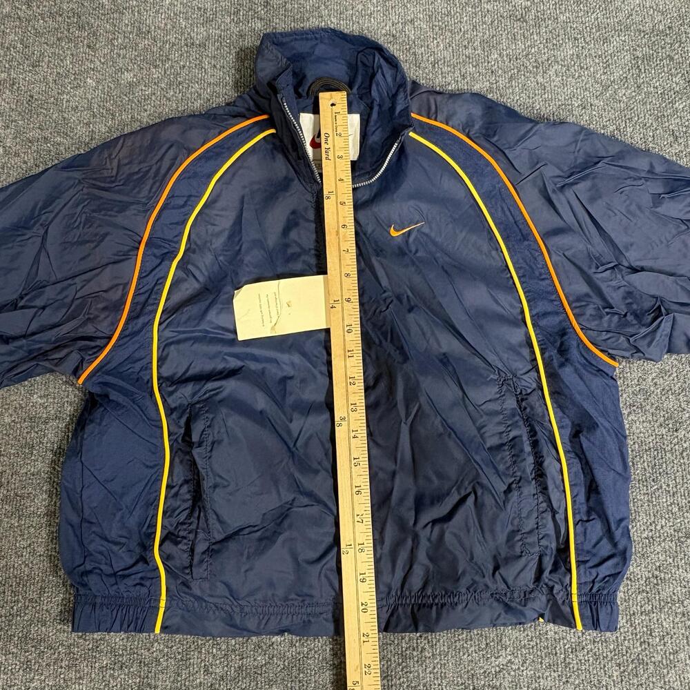 Nike Jacket Womens Blue Full Zip Windbreaker Mesh Lined Yellow Piping NOS Y2K - Picture 11 of 16
